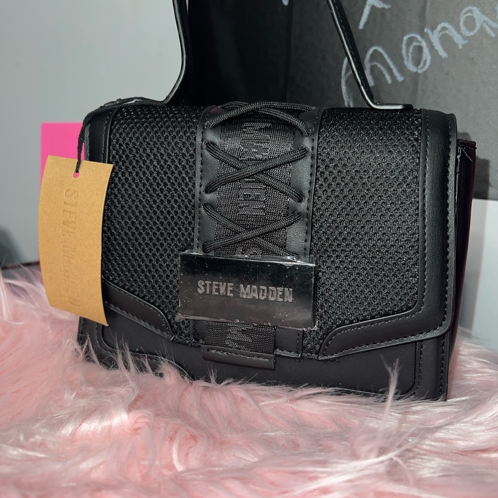 Steve Madden Black Mesh Crossbody Bag
